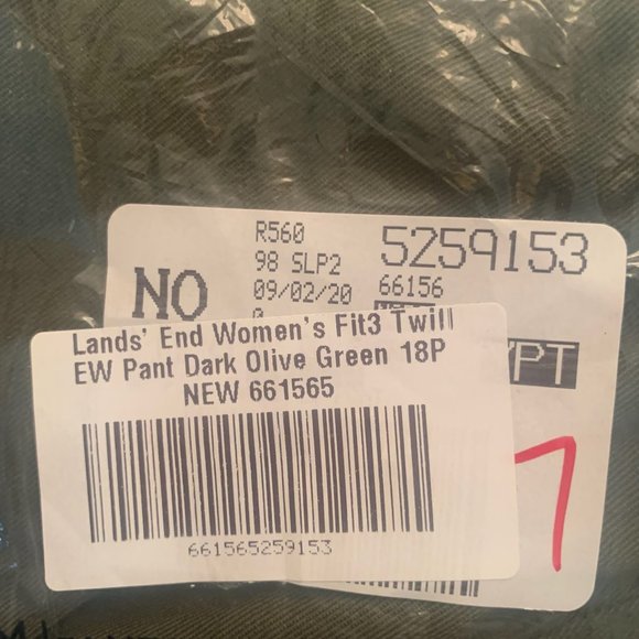 NWT LANDS' END WOMEN'S FIT3 TWILL ELASTIC WAIST PANTS DARK OLIVE GREEN 18P - Picture 10 of 11